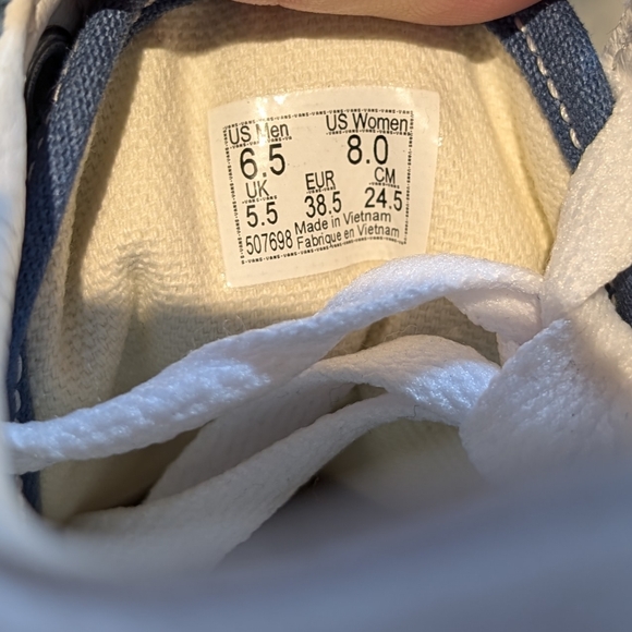 Cream and Light-Blue Classic Old-Skool Vans - Picture 3 of 3